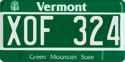 VT license plate XOF324