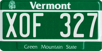 VT license plate XOF327