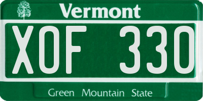 VT license plate XOF330