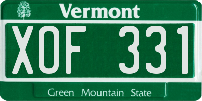 VT license plate XOF331