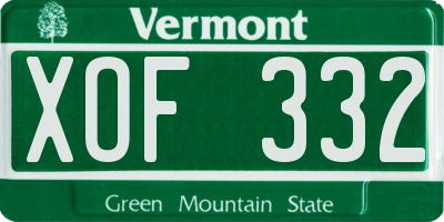 VT license plate XOF332