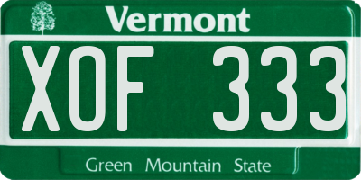 VT license plate XOF333