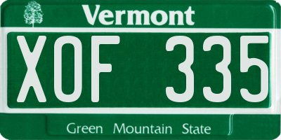 VT license plate XOF335
