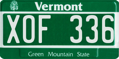 VT license plate XOF336