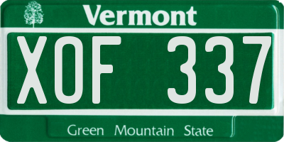 VT license plate XOF337