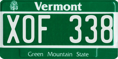 VT license plate XOF338