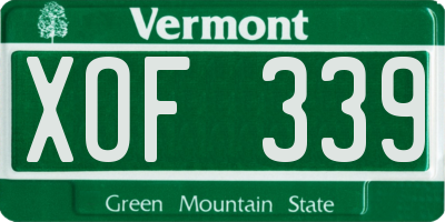 VT license plate XOF339