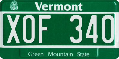 VT license plate XOF340