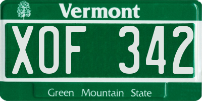 VT license plate XOF342