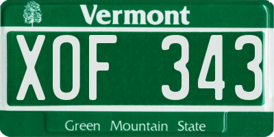 VT license plate XOF343