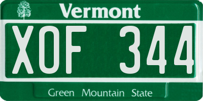 VT license plate XOF344