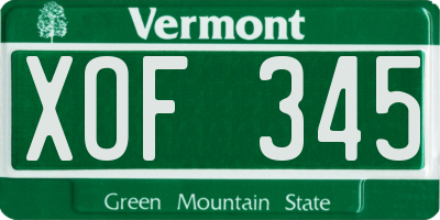VT license plate XOF345