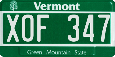 VT license plate XOF347