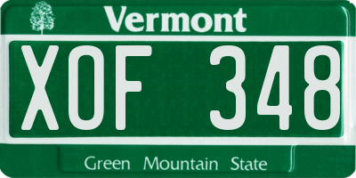 VT license plate XOF348