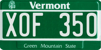 VT license plate XOF350