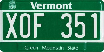 VT license plate XOF351