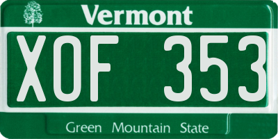 VT license plate XOF353