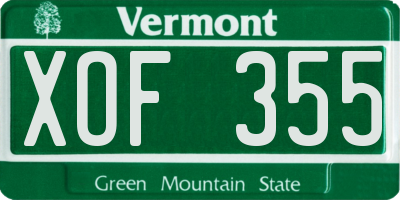 VT license plate XOF355