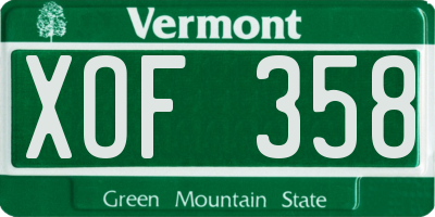 VT license plate XOF358