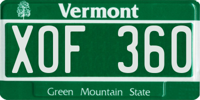 VT license plate XOF360