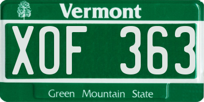 VT license plate XOF363