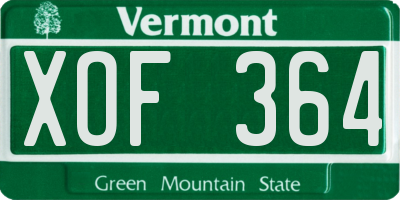 VT license plate XOF364
