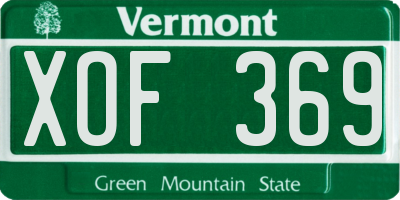 VT license plate XOF369