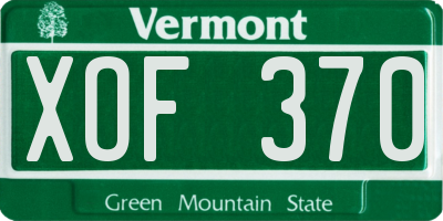 VT license plate XOF370