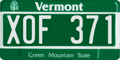 VT license plate XOF371