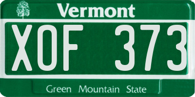 VT license plate XOF373