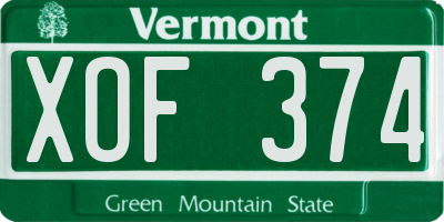 VT license plate XOF374