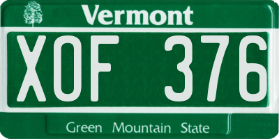 VT license plate XOF376