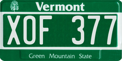 VT license plate XOF377