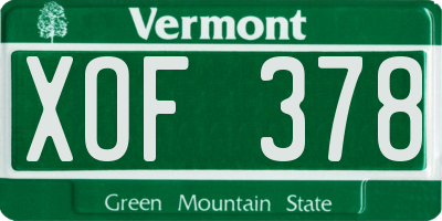 VT license plate XOF378