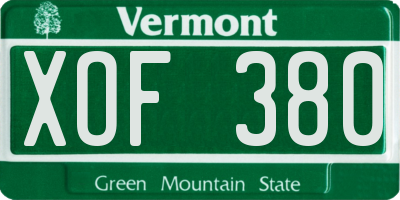 VT license plate XOF380