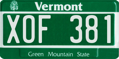 VT license plate XOF381