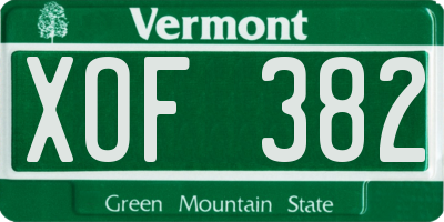 VT license plate XOF382