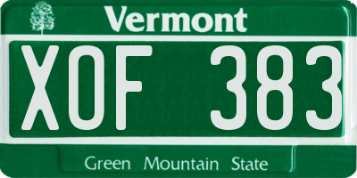 VT license plate XOF383