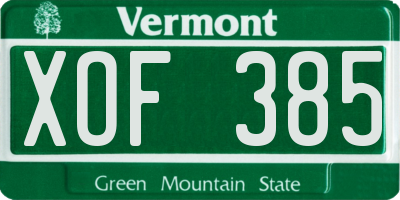 VT license plate XOF385