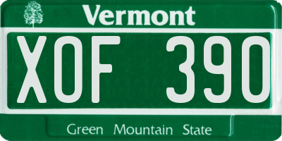 VT license plate XOF390