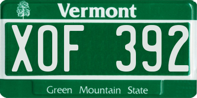 VT license plate XOF392
