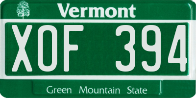 VT license plate XOF394