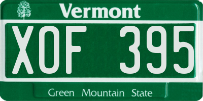 VT license plate XOF395