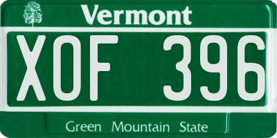 VT license plate XOF396