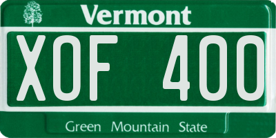 VT license plate XOF400