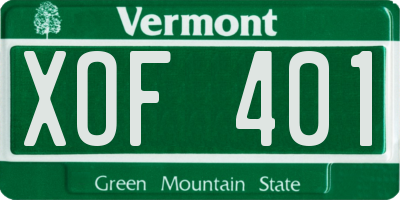 VT license plate XOF401