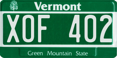 VT license plate XOF402