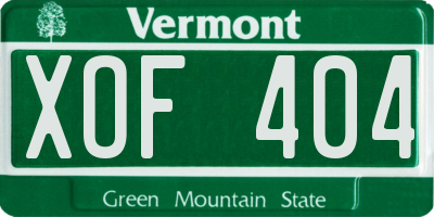 VT license plate XOF404