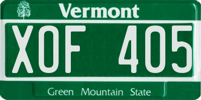 VT license plate XOF405