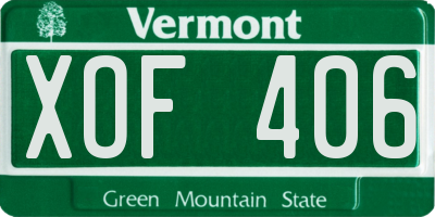 VT license plate XOF406